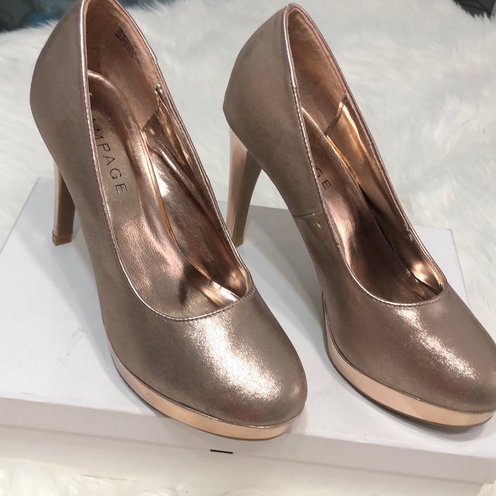 Rampage rose gold tone Sparkly heels size 8.5 - Picture 2 of 8